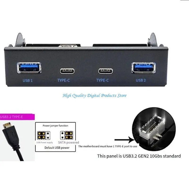 

U2JE USB3.2 GEN2 Front Panel HUB 2xUSB3.2 10Gbps and 2x TypeC Adapter TypeE to TypeC