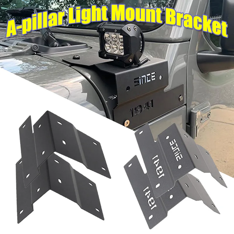 1PAIR Mount Car Driving Work Light Bracket For Jeep Wrangler JL Gladiator JT 2018-2022 Column Lamp Holder A-pillar Accessories