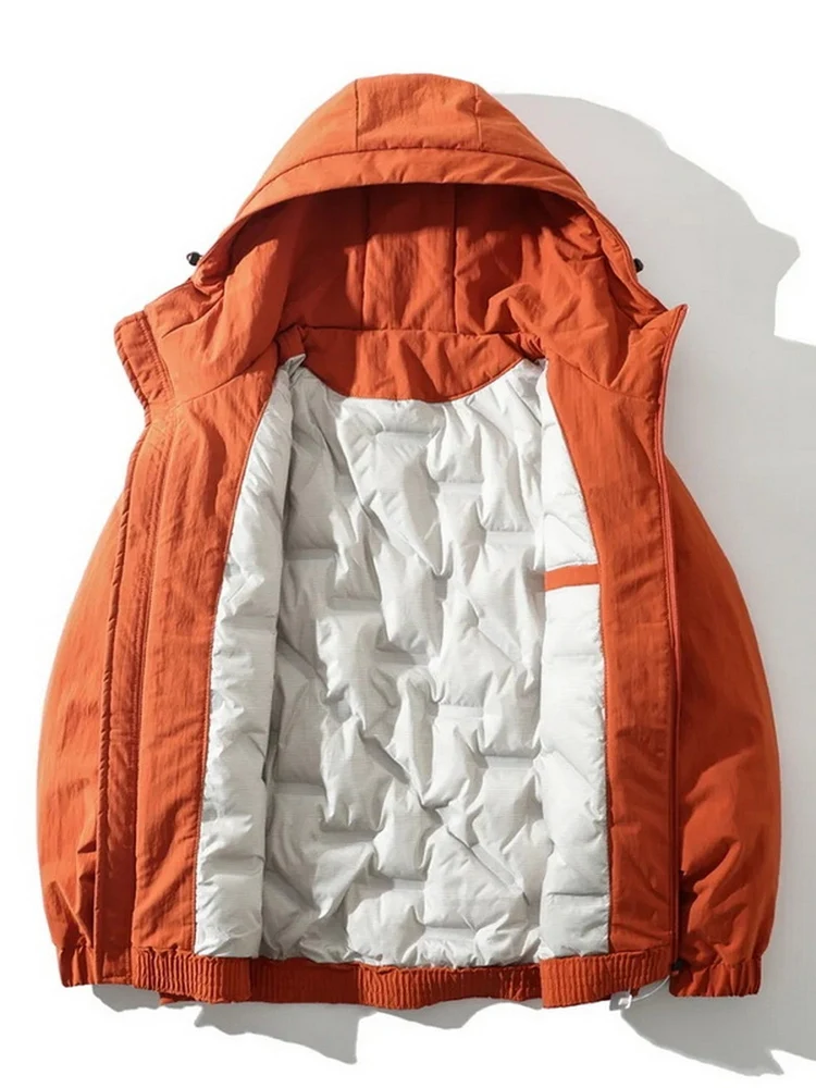 

Men's Casual Hooded down Jaet 90 Du down Thiened Warm Outdoor Sports Windproof Winter Coat Loose Fit Polyester Fiber