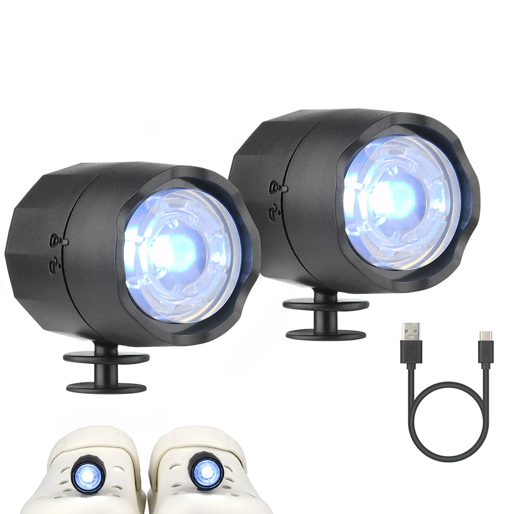 Rechargeable Headlights for Shoes Decoration, Acessórios para Corrida, Caminhada, Camping, Presente, Shoe Lights, Luz, 2pcs