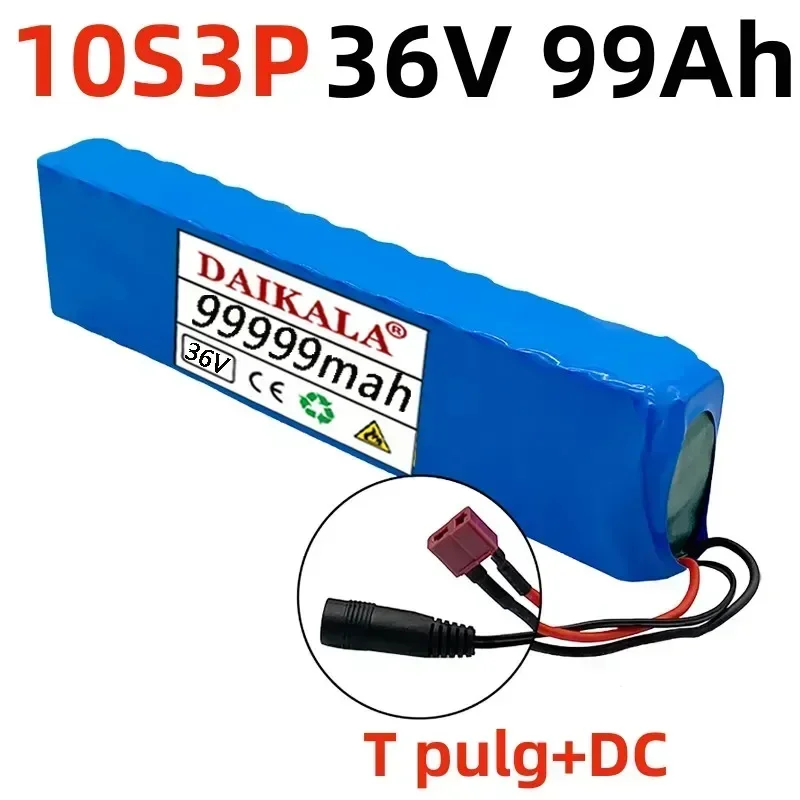 

New 10S3P 36V 99Ah 18650 Lithium-ion Battery 350W 500W For High-power Electric Scooters Motorcycles Scooters and EU/US Charger