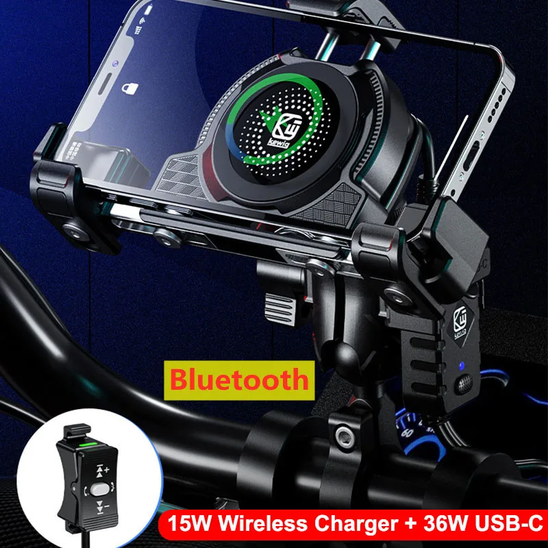 Motorcycle Phone Holder Wireless Charger Moto Motorbike Mirror Mobile Stand Support USB Fast Charging Cellphone Handlebar Mount