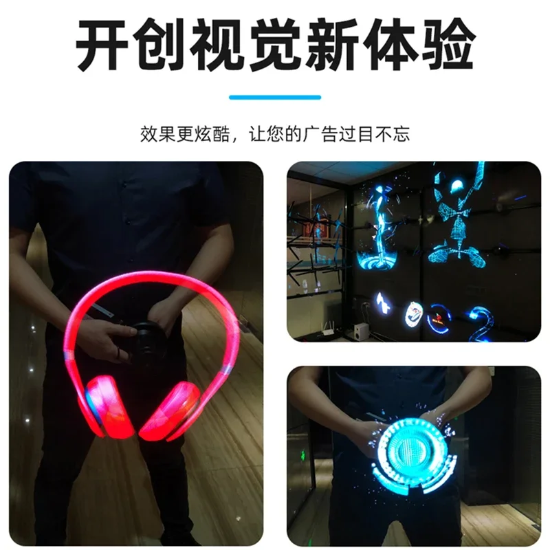 For Naked Eye 3D Holographic Projector Suspension Advertising Machine Fan Lamp Rotating Non-Screen Display Stereo Air Imaging