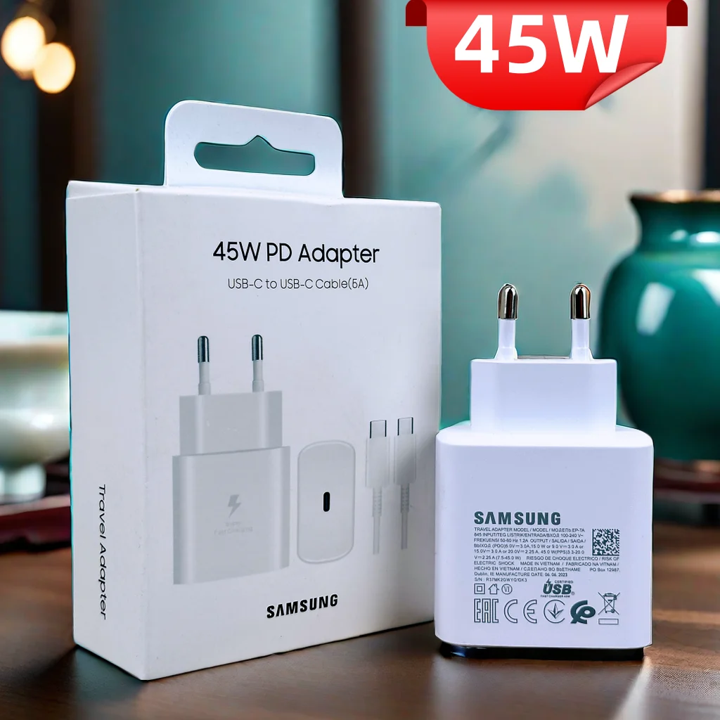 SAMSUNG 45W Super Fast Charger for Galaxy S24 Z Flip Fold 5 4 3 2 S24 S23 S22 Note20 Ultra Plus A55 5A USB C to USB C PD Cable