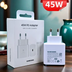 SAMSUNG 45W Super Fast Charger for Galaxy S24 Z Flip Fold 5 4 3 2 S24 S23 S22 Note20 Ultra Plus A55 5A USB C to USB C PD Cable