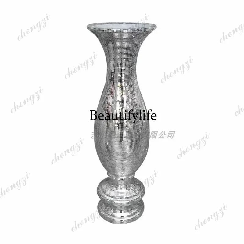 03 new thin glass simulated flower vase hotel shopping mall clubhouse decorative ornament hydrangea flower device