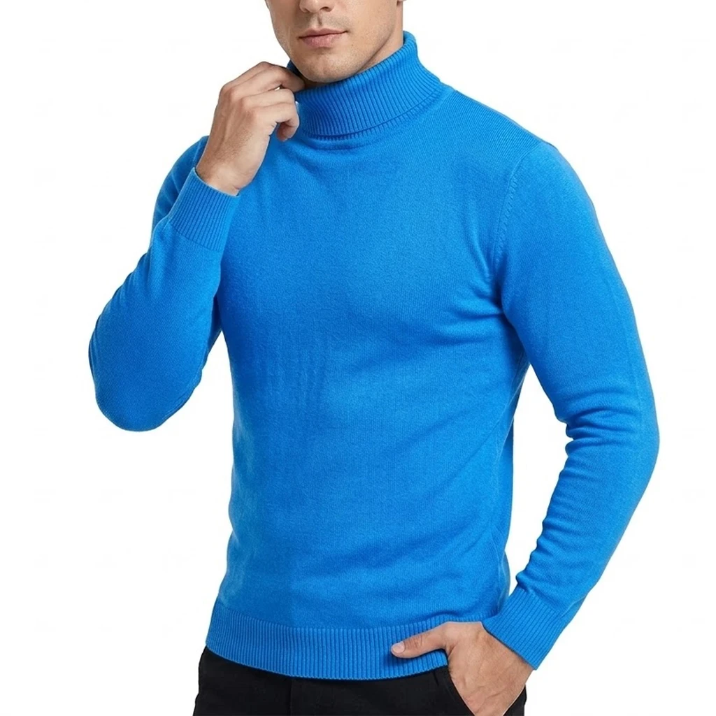 Neuer Warmer Gestrickter Rollkragenpullover Dicker Winterpullover für Herren Anti-Pilling Einfarbige Sweatshirts Mäntel Herbst-Streetwear – Detail 16