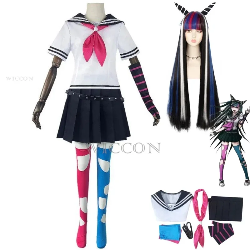 SN88 Anime Game Danganronpa 2: Goodbye Despair Steam Mioda Ibuki Cosplay Costume Wig Japanese JK Uniform Woman Sexy Party Sailor