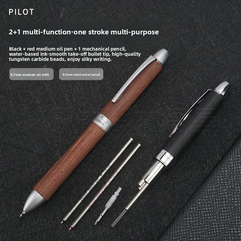 

Japan PILOT Multifunctional Hippo Wooden Pole Ballpoint Pen 07 Black Red Signature Writing Ball Pen School Supplies