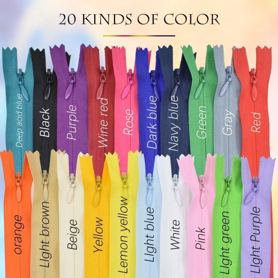 40 Stück unsichtbare Nylon-Nähreißverschlüsse für selbstgemachte Kleidersäcke, Heimtextilien, Schneider, Nähen, Basteln, 20 Farben