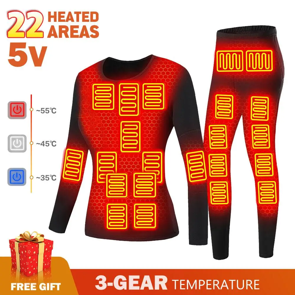 Skiwear Winter Warmth Heated Underwear USB Electric Clothing Self-heating Underwear Heated Jacket Vest Men Skiwear