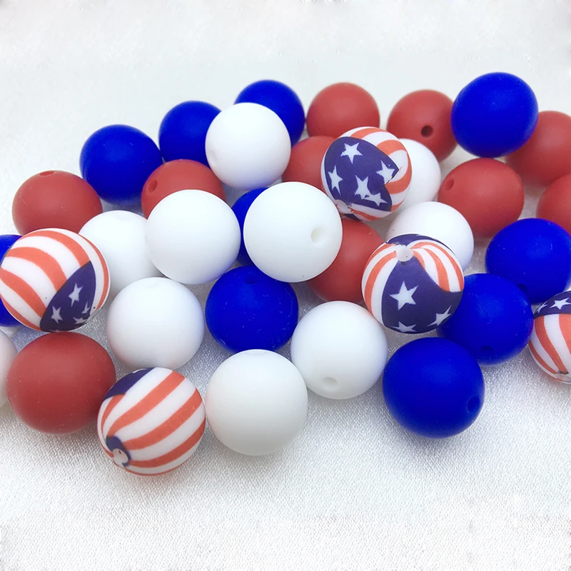 20PCS/Lot 15MM Mix Color Round Silicone Beads Loose Spacing Bead For Jewelry Making DIY Keychain Bracelets Necklace Accessories