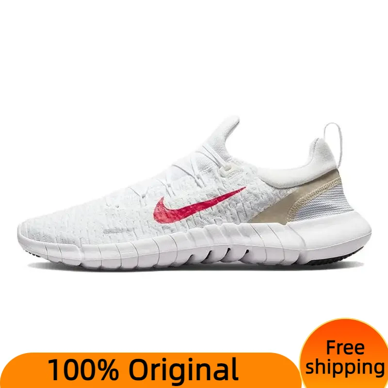 Nike Free Run 5.0 Next Nature White Siren Red Sanddrift Sneakers shoes CZ1884-101 With Original Box