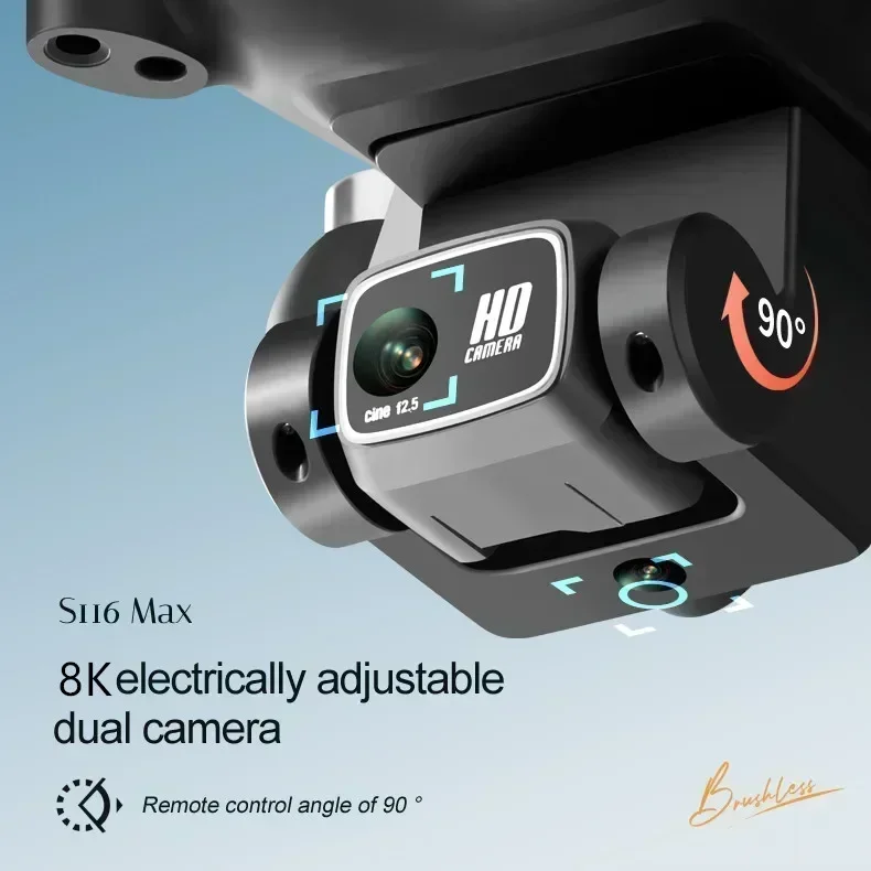 S116 MAX Drone kamera 5G 8K HD, helikopter penghenti rintangan Motor tanpa sikat dengan aliran optik Quadcopter RC untuk mainan