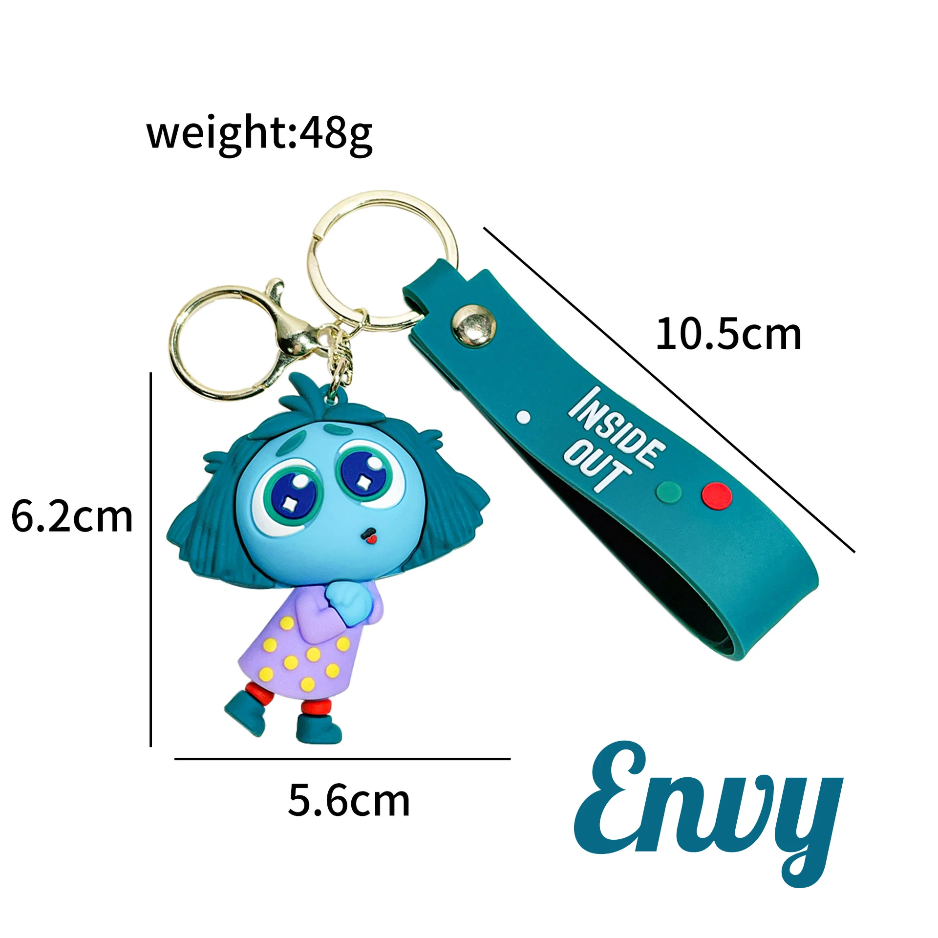 Inside Out 2 Keychain New Pixar Cartoon Anime Anxiety Envy Action Figure Key Ring Pendant for Backpack Bag Car Key Children Gift