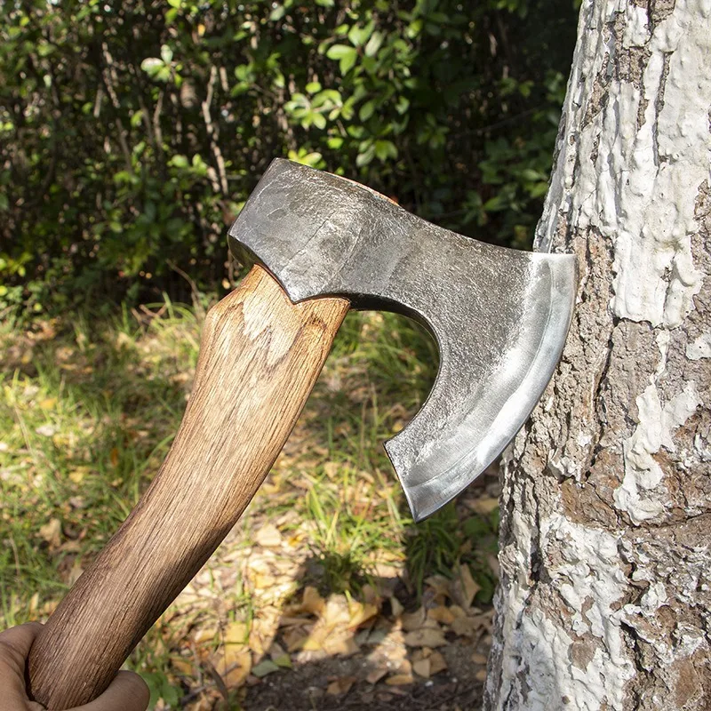 

Manganese Steel Outdoor Camping Axe Portable Cut Down Trees Wooden Handle Axe Split Firewood Rust-proof Strong Durable Tools