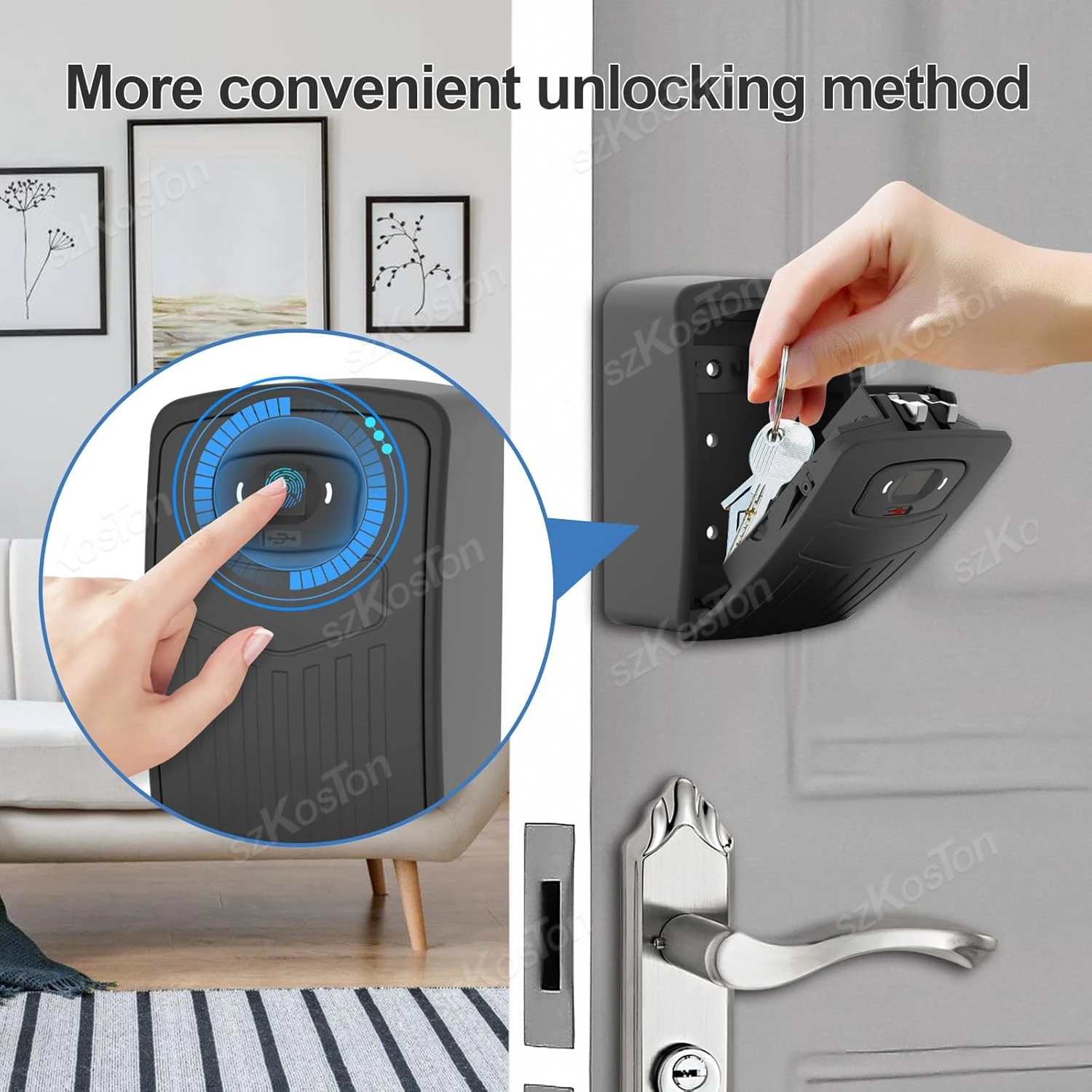 Caja de seguridad inteligente con huella dactilar, dispositivo de montaje en pared con cerradura de seguridad, resistente al agua, para apartamento y exteriores, compatible con aplicación Smart Life, Tuya