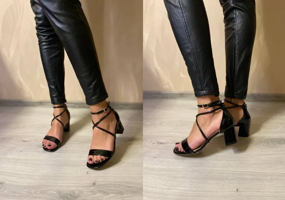 Women Sandals Square 5cm Thick Heel Casual New Open Toe Cross Buckle Gladiator Sexy High Heels Office Woman Pumps Dance Shoes