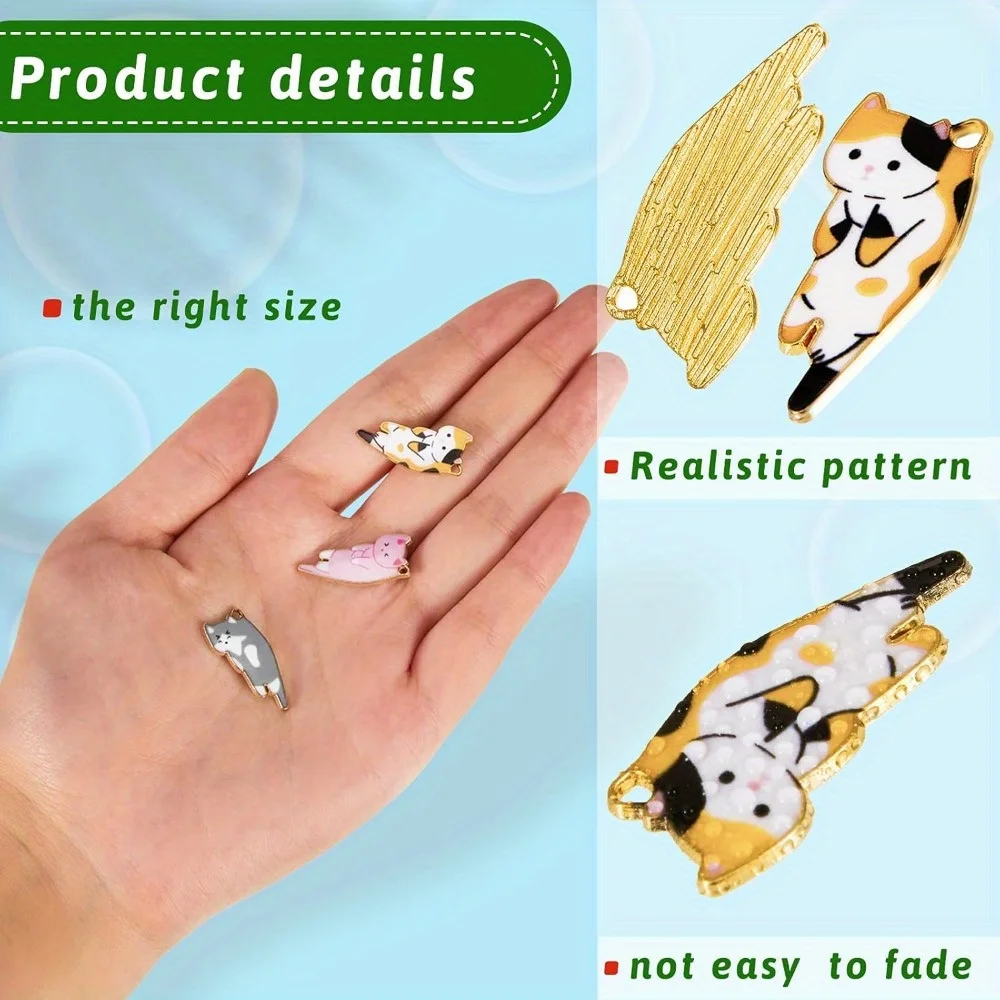 3/6/12pcs Alloy Enamel Craft Cat Shaped Pendant Jewelry Production for DIY Bracelet Necklace Earring Pendant Production