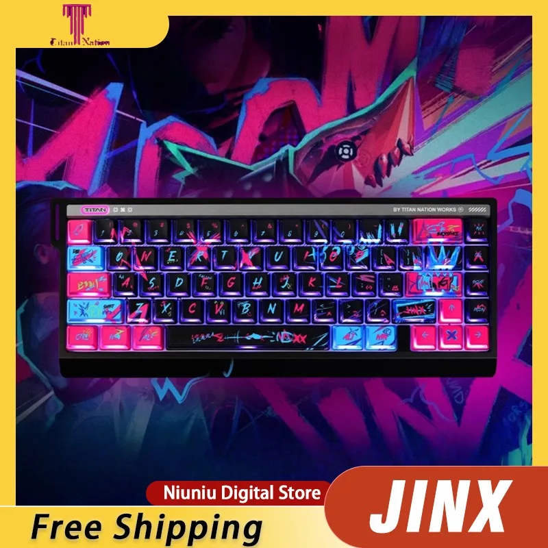 

Titan Nation Jinx Keycaps Original Height 144PCS PBT+PC Side-Engraved Translucent Set Mechanical Keyboard DIY Customization