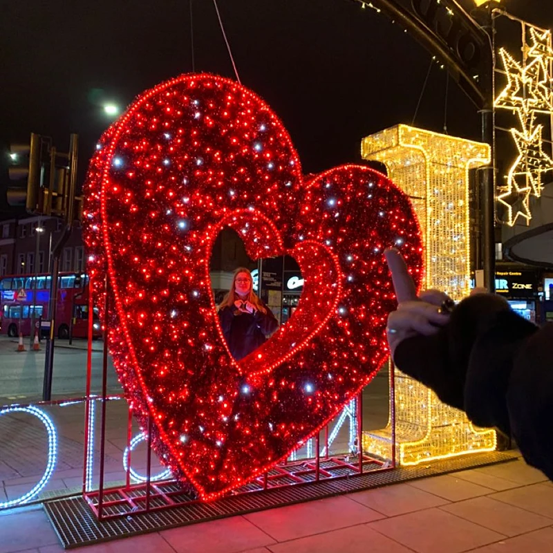 2024 Outdoor Wedding Decoration Lighting Valentine Day LED Love Letter Light Heart Shape LED Arch Motif Light