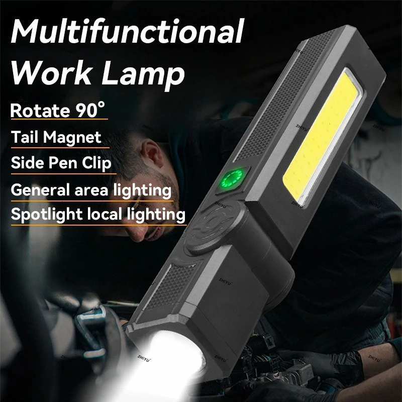 Super Bright LED Handheld Flashlight USB Rechargeable L-shaped Corner Flashlight Portable COB Emergency Floodlight Work Lamp