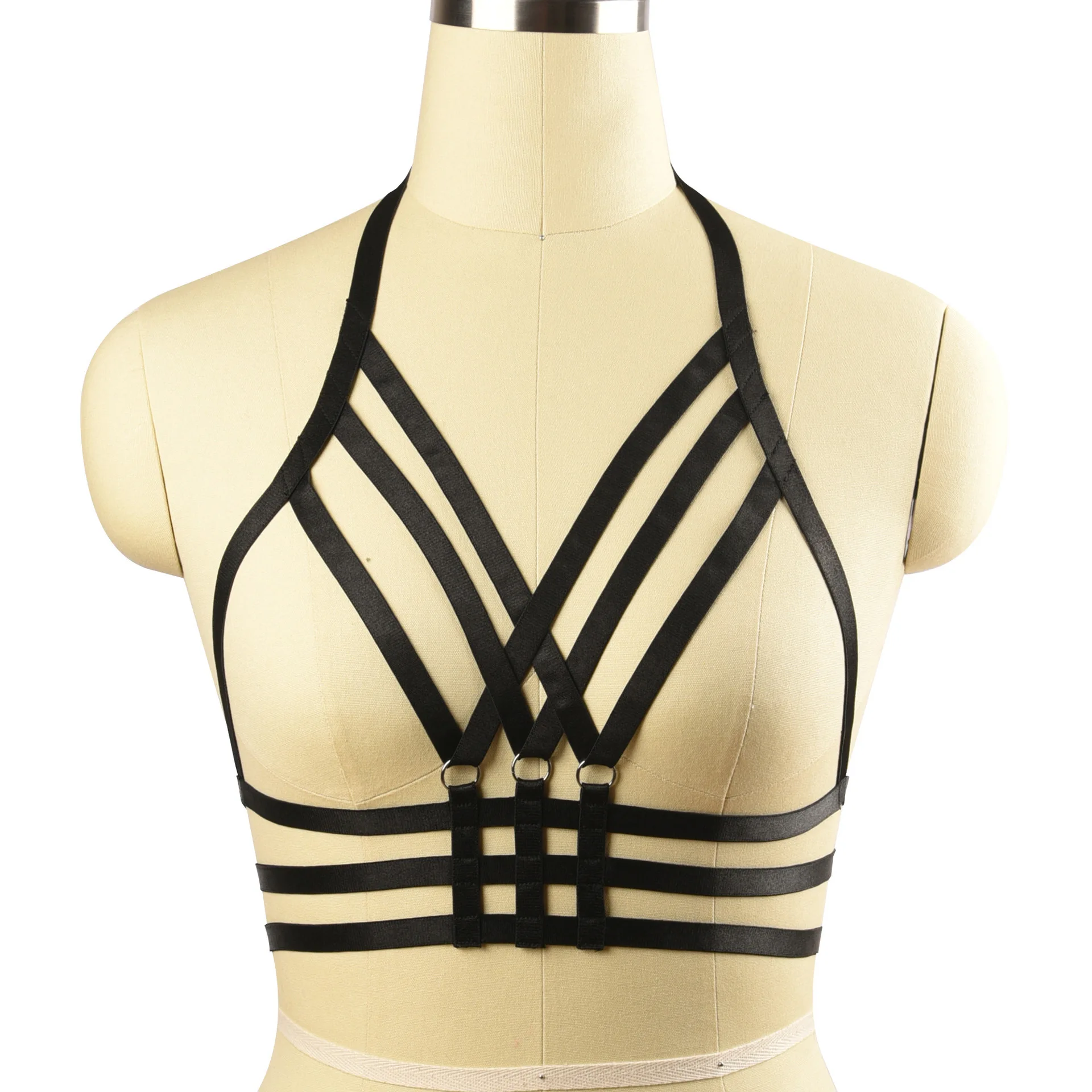 

Hollow Body Elastic Harness Belt Halloween Rave Wear Bondage Body Cage Suspender Fetish Body Harness Bra