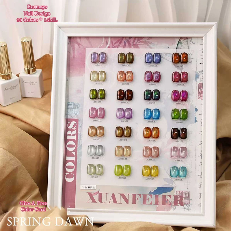 Spring Dawn 28 Colors Cat Eye Gel Polish Set Jade Magnetic UV LED Nail Gel Varnish Soak Off Kit Glitter Nail Art Manicure
