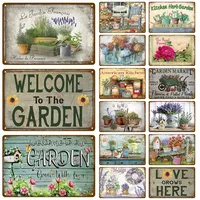 Metal Sign Wall Decor For Cafe Home Garden Farm Beach Hut Outdoor Vintage Tin Sign Flowers Birds Car Metal Plaque Welcome Poster