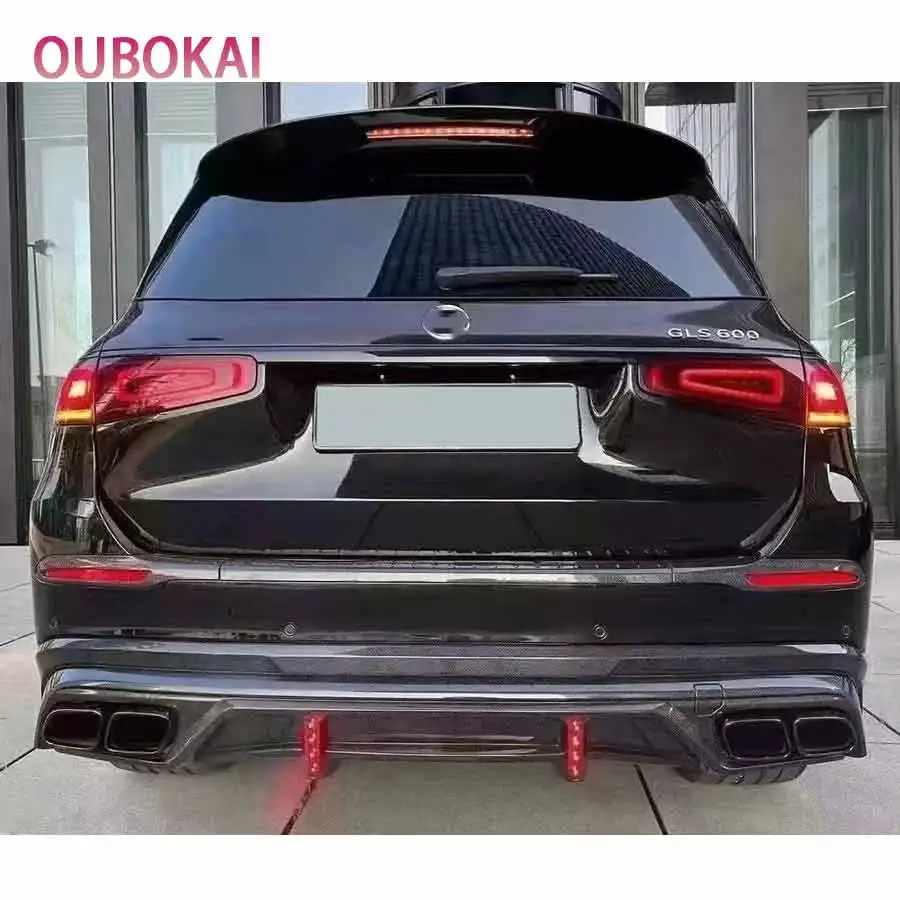 For Mercedes Benz GLS Class W167 2020+ Carbon Fiber Back lip Car Rear Bumper Diffuser Splitters Spoiler Back lip Upgrade body ki
