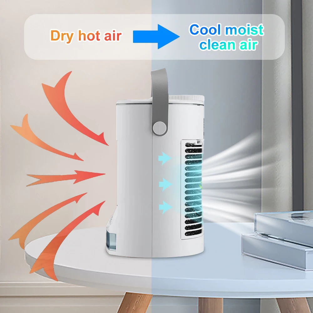 3 In 1 Fan Air Conditioner Humidifier Household Small Air Cooler Portable Water Cooling Fan Spray Adjustment Fan For Office Home