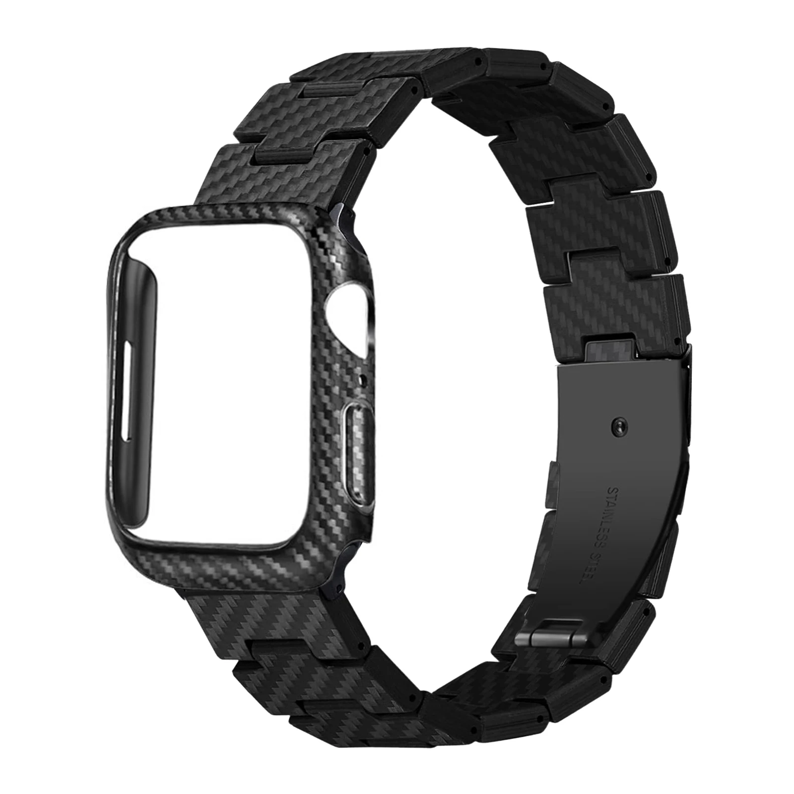 

Carbon Fiber case+Strap For Apple Watch Band 45mm 44mm 42mm 41mm 40mm 38mm Bracelet belt iWatch Series SE 9 8 7 6 5 4