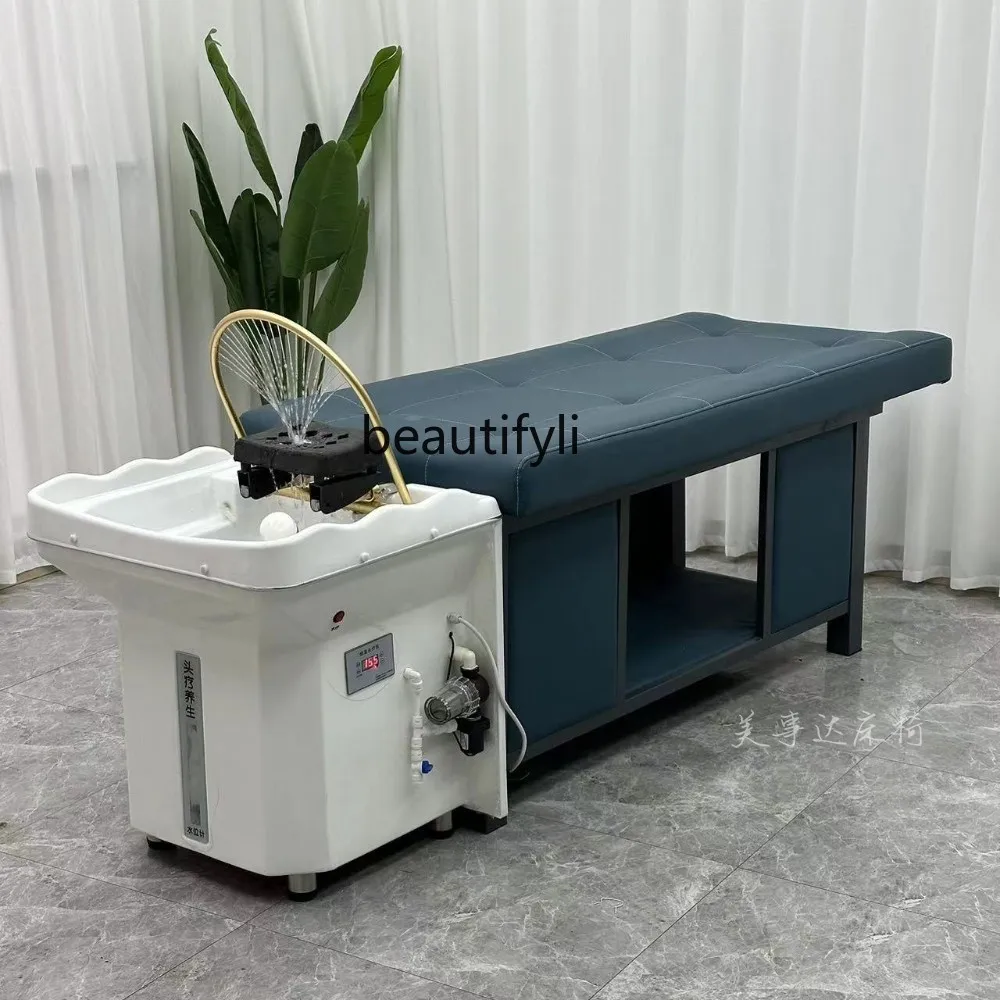 

S7486 ss Beauty Head Therapy для парикмахерской, тайская кровать, парикмахерская, фумигация циркуляции воды, плоская лежачая промывочная кровать