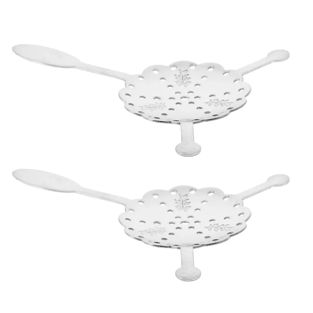 Stainless Steel Absinthe Spoon Set 2pcs – Slotted Sugar Cube Strainer for Cocktail Bar, Louche Dripper & Stirrer