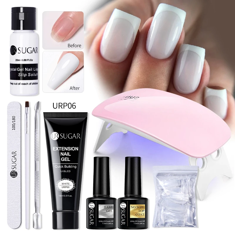 UR SUGAR 15ml Quick Extension Nail Gel kits Set 6W LED Lamp Full Manicure Set Vernis Semi Permanent Nail Art Tool Kits Salon Set