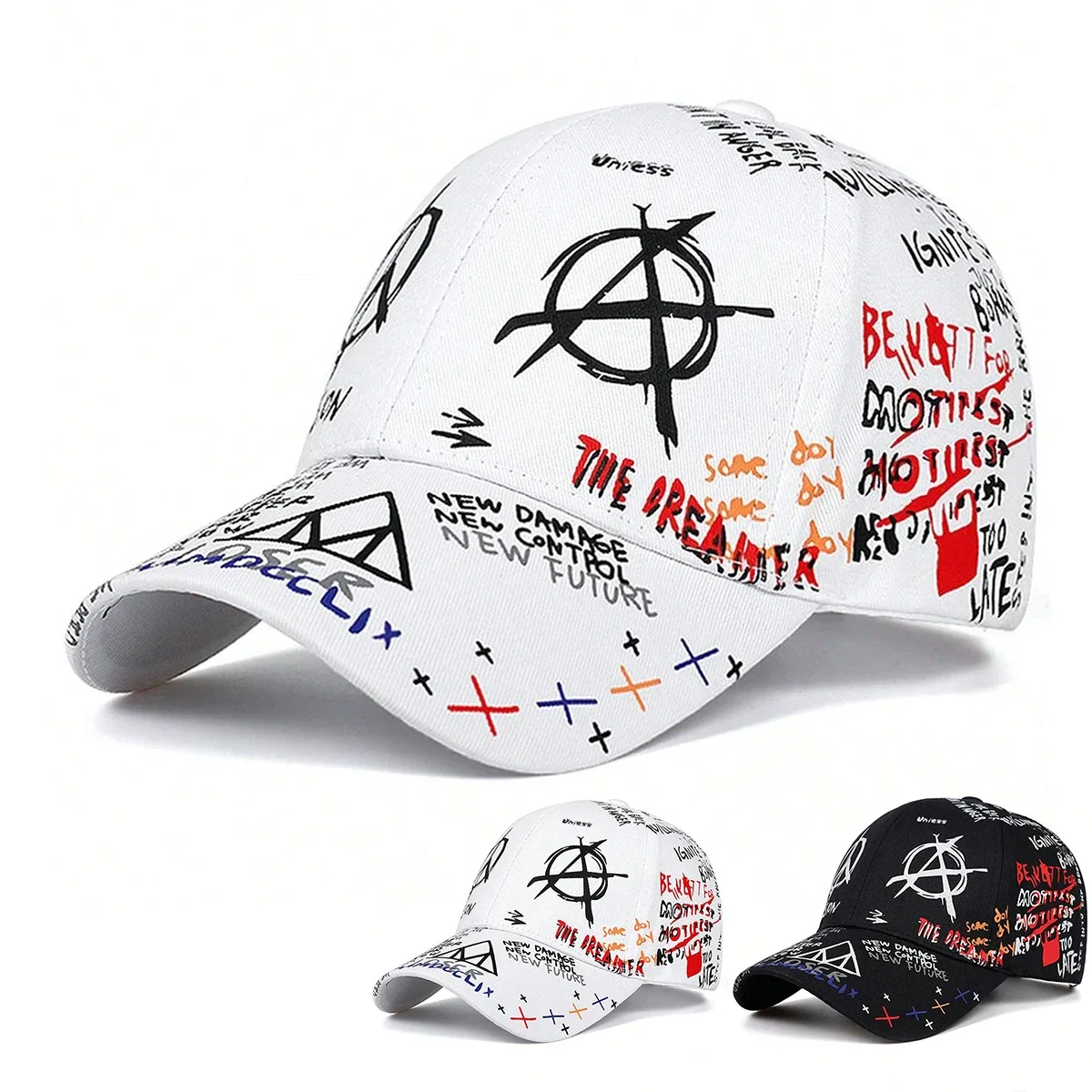 Unisex-Baseballmützen mit buntem Augen-Graffiti-Print, verstellbare Freizeithüte, Sonnenschutzhut für Frühling und Herbst im Freien