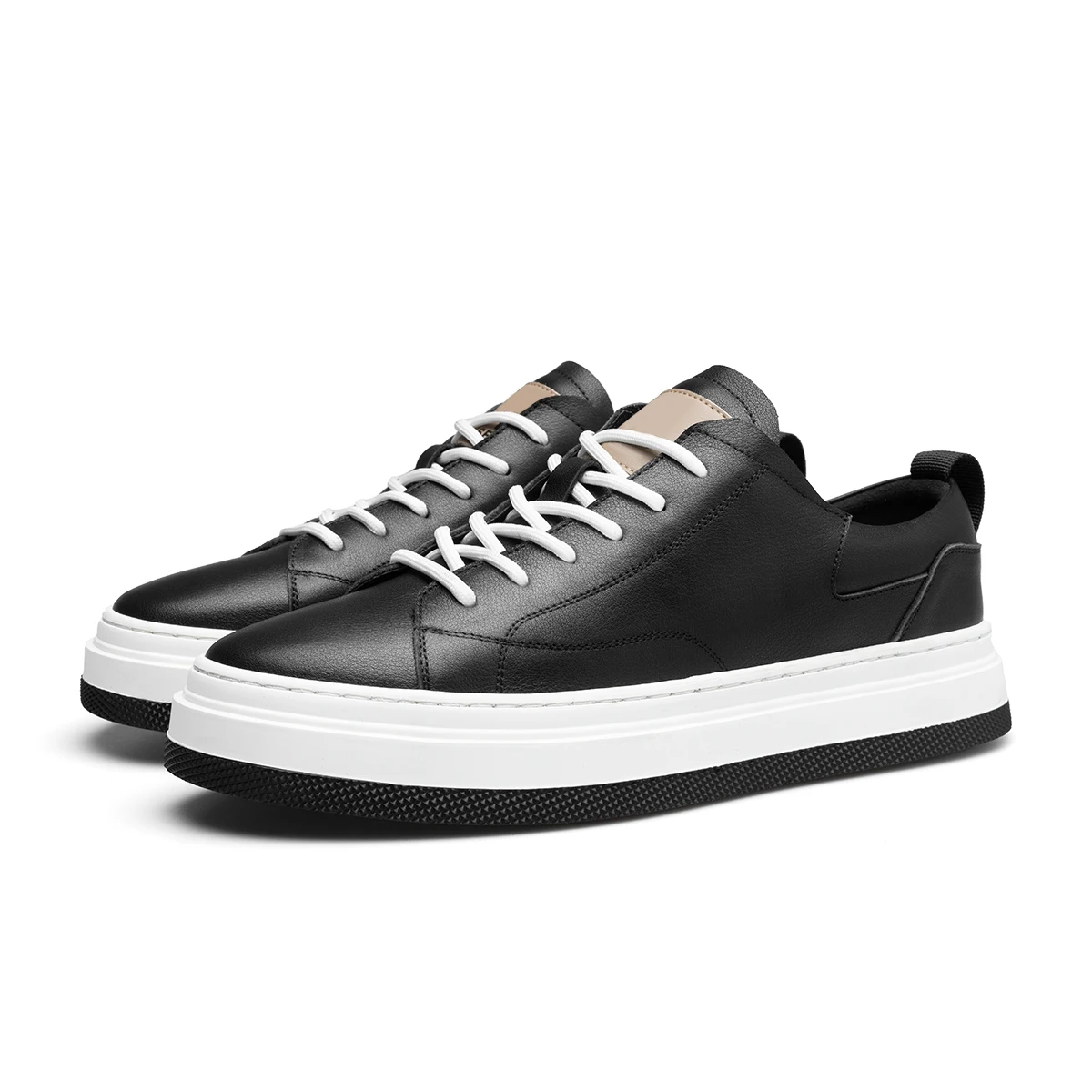 Genuine leather men's shoes, fashionable, breathable, thick soled, anti slip, wear-resistant casual board shoes 230959