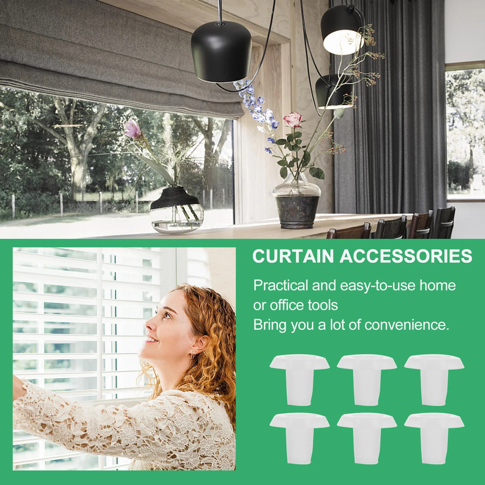 

30Pcs Blinds Bottom Rail Plugs Pom Material Transparent Design for Horizontal Blinds Accessories Replacement Parts Simple Rail