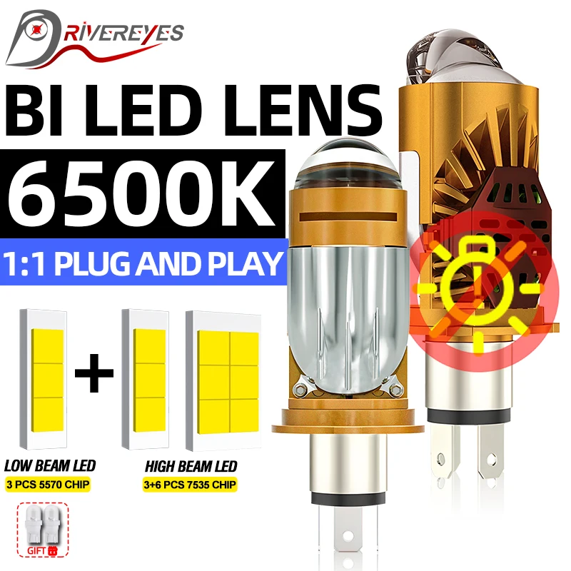 

6500K H4 Bi Led Projector Lens Canbus Car Headlight CSP Chip STG PTF Spotlight High Low Beam Mini Diode Motorcycle Lamps 12V 24V