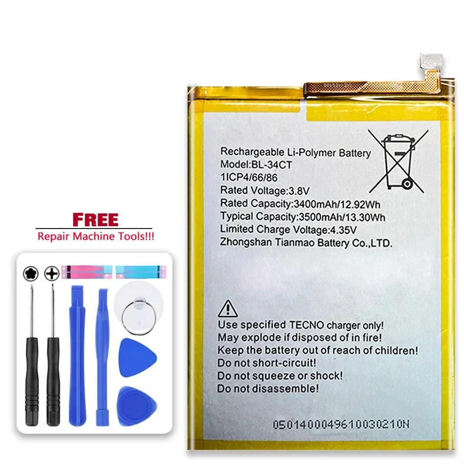 Mobile Phone Battery BL-34CT 3500Mah For Tecno CAMON 11S