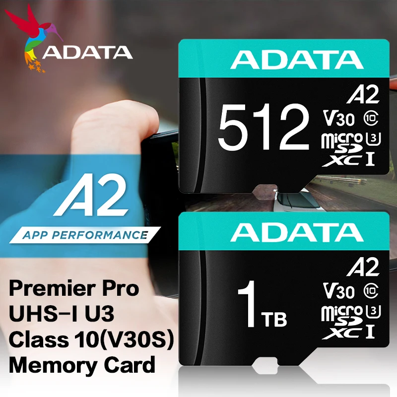 ADATA Memory Card A2 V30 Microsd TF Card 512gb 256gb 128gb 64gb Micro SDXC U3 Class10 Cards for phone Camera Flash Micro SD Card