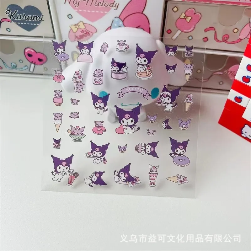 Pegatinas impermeables de Hello Kitty para niños, calcomanías transparentes bonitas de Sanrio Kulome, 4 piezas