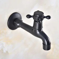Grifo de agua fría con mango cruzado de latón frotado con aceite negro, montaje en pared, fregona, piscina, un solo Mango, zav346