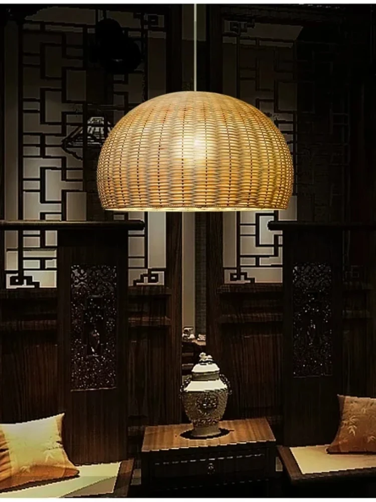 Japanese Bamboo Chandelier vintage Rattan Pendant Light for Living Room Bedroom Kitchen Handmade Rattan Led Pendant lamp