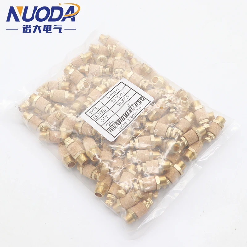 100PCS SLL-01 SLL-02 Pneumatic Brass Exhaust Muffler 1/8 1/4 BSP Male Thread For Air Noise Adjustable SLL
