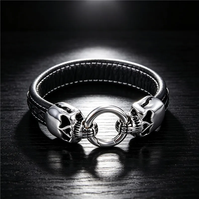 skull vintage punk bracelet for men stainless steel fashion Jewelry hippop street culture