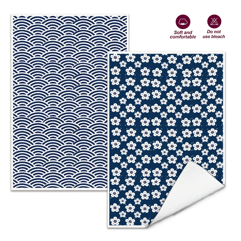 2Pcs, Japanese-Style Seigaiha Plum Blossom Kitchen Towel, 40Cm*60Cm Towel Set, Best Kitchen Towel, Super Absorbent Soft Cleaning Cloth, Cooking and Baking Tea Towel, Hand Towel, Cleaning Cloth, Dishcloth, Kitchen Decoration, Living Room Decoration, Kitchen Essentials, Home Essentials
