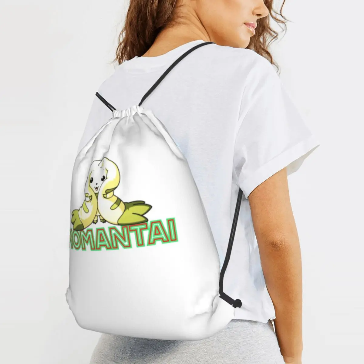 Momantai Terriermon Backpacks Portable Drawstring Bundle Pocket Storage Bag Book Bags for Man Woman School