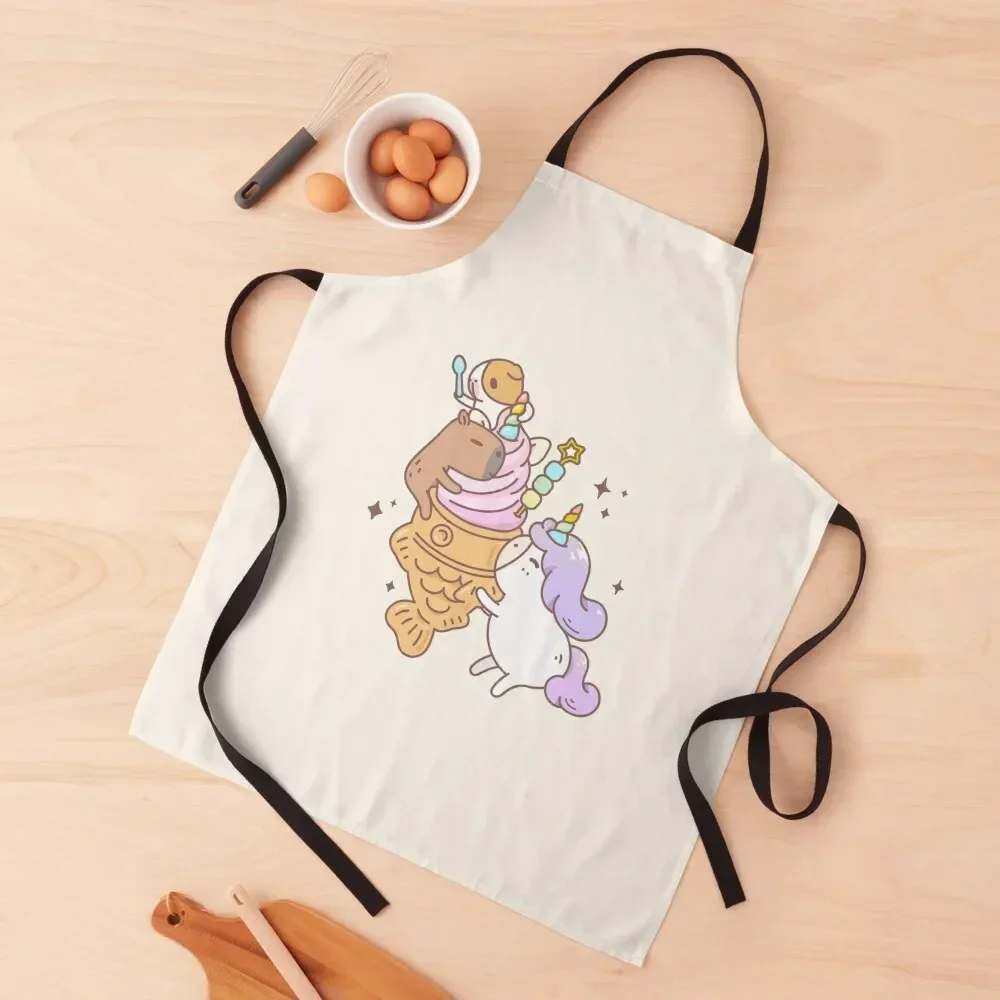 

Bubu the Guinea pig, Unicorn Taiyaki Ice-cream Apron For Cosmetologist Kitchen Man House Things For Home And Kitchen Apron