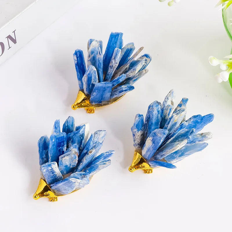 1pc Natural Blue Kyanite Hedgehog Crystal Quartz Stone Craft Crystal Blue Gemstone Animal Reiki Healing Home Decor Creative Gift